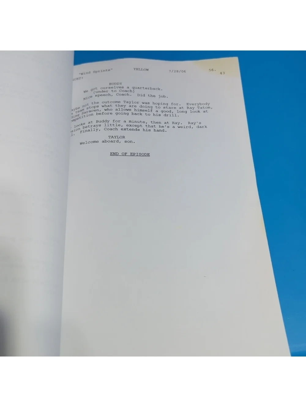 Friday Night Lights TV Production Script Set Used S01E03 With Location Map